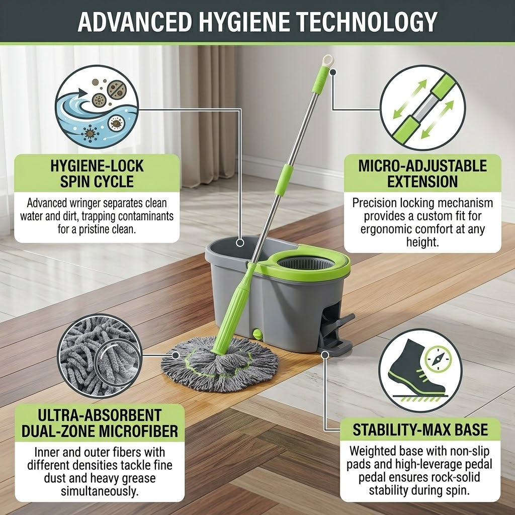 360 Degree Spin Round Wall Cleaning Mop