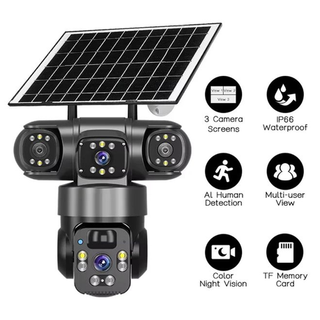 AE-195 Ultra HD PTZ SOLAR CAMERAS TRIPLE LENS