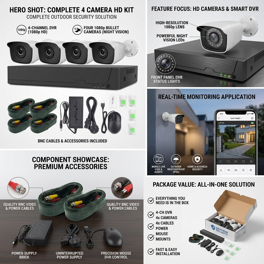 LD 4 Channel CCTV Camera System - Full Kit Perfect Security