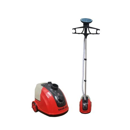 Standing Steam Iron - Garment Hanging Electric Ironing Steamer - Red