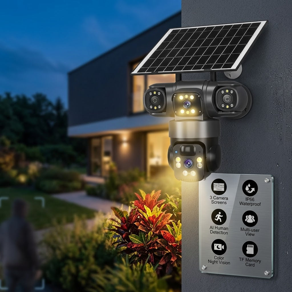 AE-195 Ultra HD PTZ SOLAR CAMERAS TRIPLE LENS