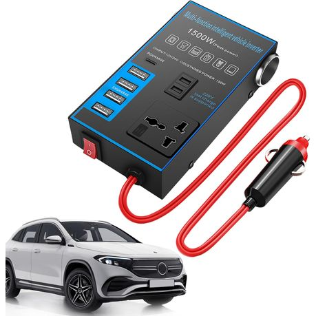 1500W Car Power Inverter - 12V/24V, 4 USB Ports, Fast Charging