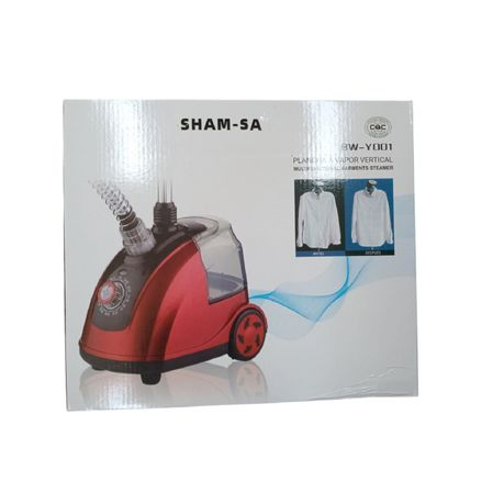 Standing Steam Iron - Garment Hanging Electric Ironing Steamer - Red