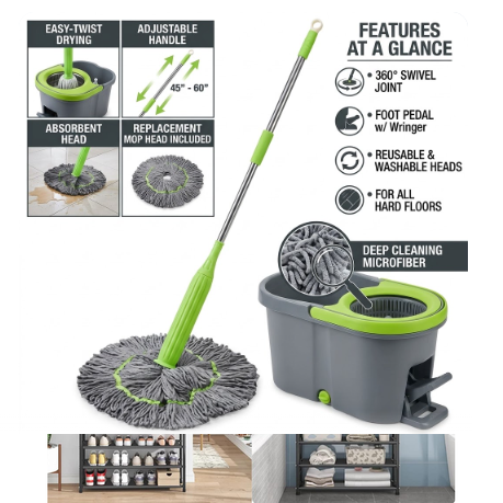 360 Degree Spin Round Wall Cleaning Mop