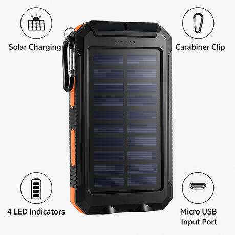 AT-77 Power Bank - Solar, Rechargeable, LED Light